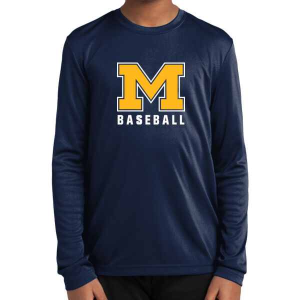 Mavericks Baseball Navy Youth Long Sleeve PosiCharge Competitor Tee Thumbnail